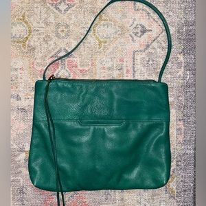 Green leather hobo bag